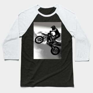 Mountain Biker - Three Sisters Mountains Motocross Rider Baseball T-Shirt